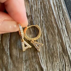 Gold Plated CZ Small Hoop “A” Earrings